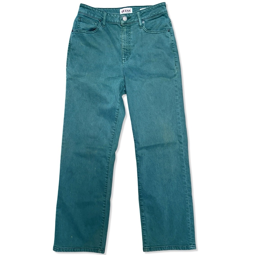 Vintage Guess Jeans Women's High Rise Straight Size 27 Green Denim Marciano